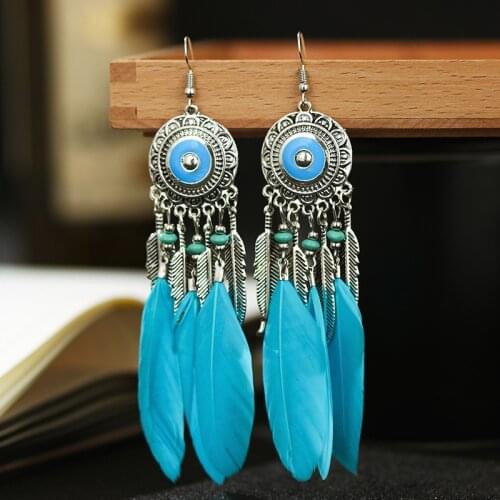New Fashion Bohemian Earrings For Women Geometric Sweet Style Handmade Leaf Feather Tassel Dangle Drop Earrings Jewelry Gift