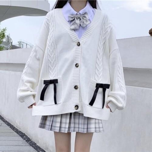 Japanese College Style JK Sweater Womens Autumn Winter Loose Outer Wear Sweater Knitted Cardigan Coat 2020 New school sweater