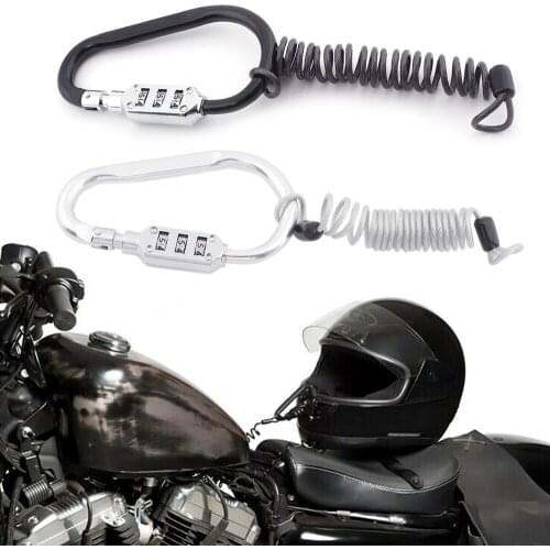 Motorcycle Helmet Lock Combination PIN Locking Coiled Anti-Theft Tether Cable Retractor Cable Bicycle scooter Universal
