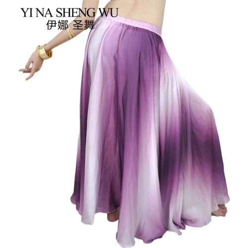 1pc Gradient Color Rayon Long Dance Skirt Belly Dance Performance Costumes Female Belly Dance Floor Length Dance Practice Skirts