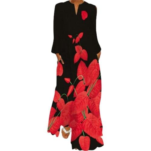 Spring Women Sundress Bohemian Floral Long Dress 2021 Casual Long Sleeve Party Holiday Vestidos Kaftan Robe Dresses Dropshipping