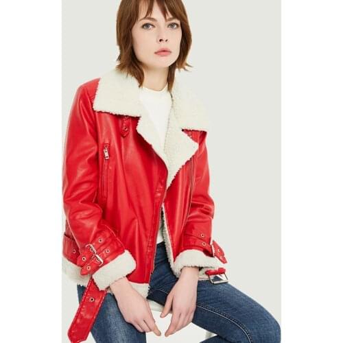 Winter new Women Leather Jacket sheepskin Coat Korean version of the thickening Biker Jacket Fashion casual Faux Leather Coat