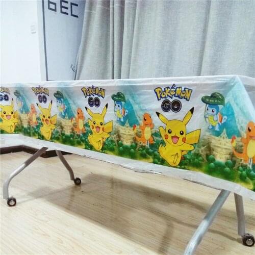 180*108cm Pokemones Theme Table Cloth Happy Birthday Party Disposable Tablecloth Cover Map Party Supplies Decoration