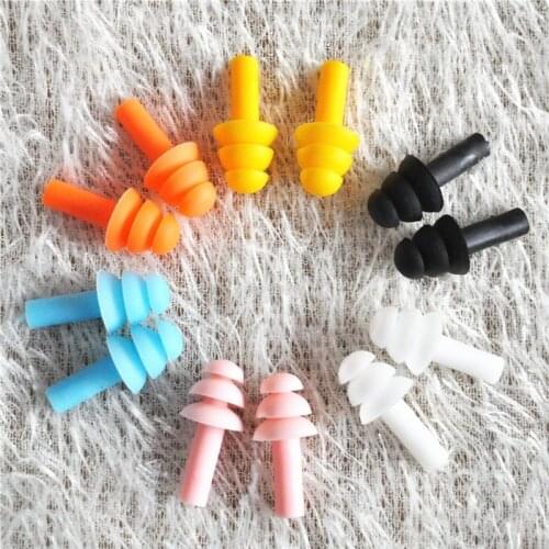 2Pairs Noise-proofing Earplugs Comfortable Earplugs Noiseproof Reduction Silicone Soft Ear Plugs for Swimming Airplane Sleepping