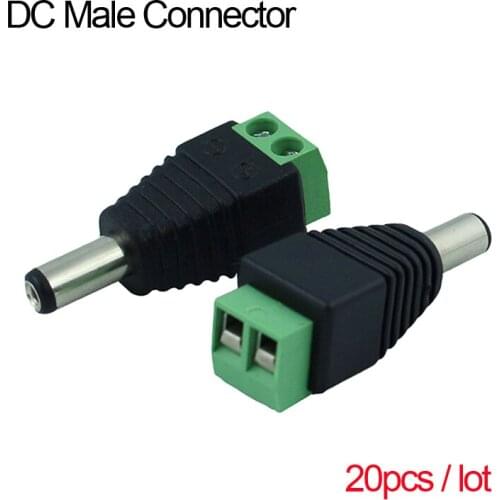 20Pcs 12V 2.1 x 5.5mm DC Power Male Plug Jack Adapter Connector Plug for CCTV DVR Camera single color LED strip Light