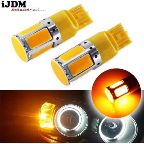 4) No Resistor Need Amber Yellow 240-emitter COB LED 7440 T20 LED Bulbs For Front or Rear Turn Signal Lights (No Hyper Flash)