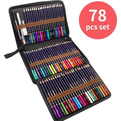 79Pcs Professional Water soluble Color Pencil Set Sketching Drawing Kit Wood Pencil Bags For Painter School Students Art Supplie