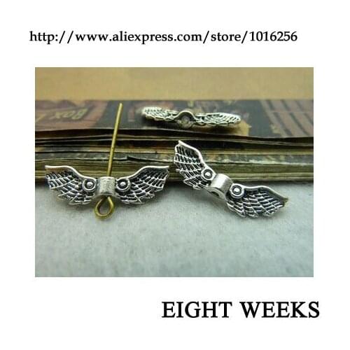 Zinc alloy pendant jewelry accessories diy handmade material charms Bead 7 x21mm wings perforation