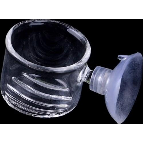 Aquarium Tank Glass Bubble Plant Crystal Fish Feeding Feeder Glass Cup Basin New