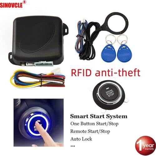 Hippcron Car Alarm Start Stop Button Engine RFID Keyless Entry System Push Button Remote Starter Stop Auto