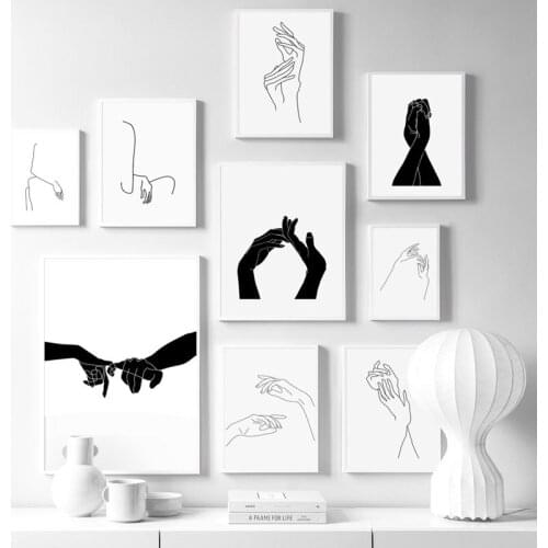 Black and White Abstract Wall Art Nordic Style Line Characters Posters Minimalist Canvas Painting Prints Home Decor