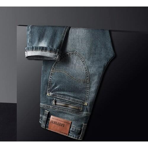 Mens Fashion Business Jeans Classic Style Casual Stretch Slim Jean Pants Male Brand Denim Overalls Trousers Pantalones Hombre