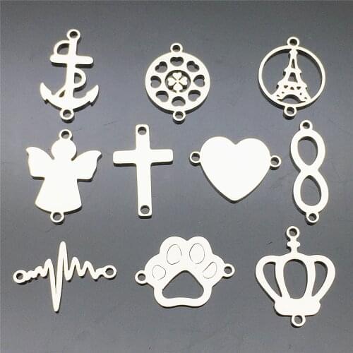 FastShip 2-3Weeks 40pcs Stainless Steel Connectors Heart Infinite Family Love Angel Cross Earrings Diy Jewelry Making Findings