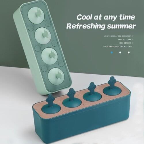 Food Grade Silicone Ice Cream Mold Durabl DIY Homemade Popsicle Molds Freezer Juice 4 Cell Big Size Tray Barrel Maker Mould Tool