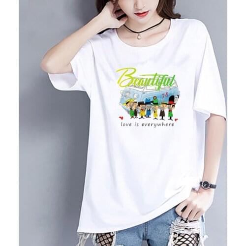 Short Sleeve T-shirts Women Printing Oversize Hip Hop Loose Korean Style Chic O-neck T-shirt