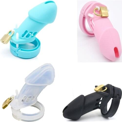 Penis cage 10*3.5cm silicone chastity cage 5 free stuck ring lockable chastity belt anel masculino cock ring sex toys for men