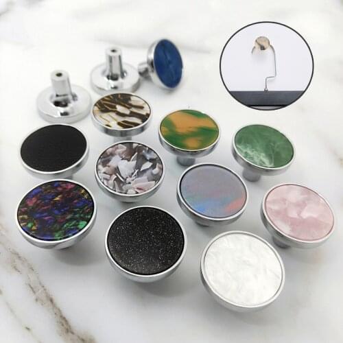 Nordic Brass Handle Cabinet Wardrobe Door Furniture Drawer Marble Shell Pattern Gold Cupboard Cabinet Knobs Round Colorful Pulls