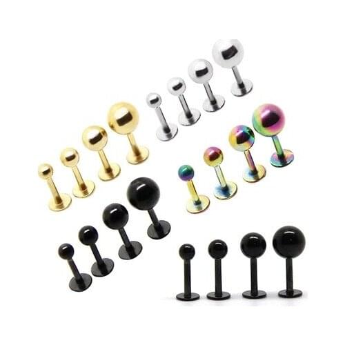 Small flat stainless steel earrings fine needle Earrings anti allergy medical steel ball dumbbell bone nail