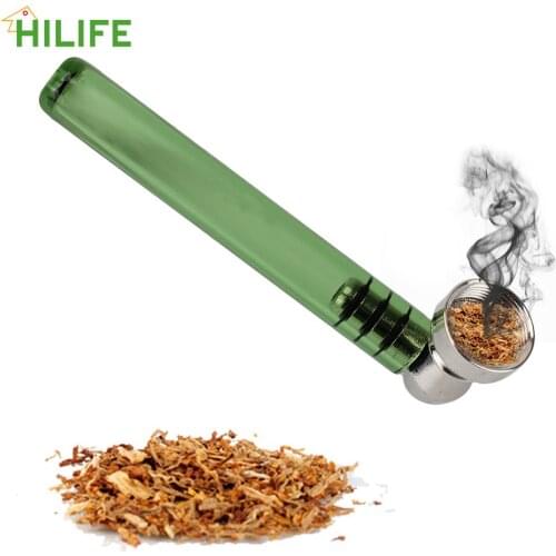 With Metal Bowl Metal Tobacco Hand Spoon Herb Pipes Premium Glass Smokeing Pipe Removable Tobacco Pipas With Clear Handle 93MM