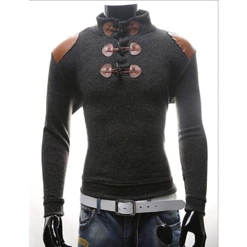 ZOGAA 2020 Men Sweater Long-sleeved Button Knitted Shirts Large Size Double Breasted Pullovers Solid Men Winter Clothes