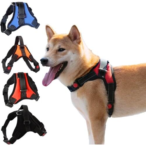 Dog Harness Nylon Reflective Adjustable Harness for Medium Large Naughty Dog Pet Harness Vest Outdoor Walking Dog Supplies