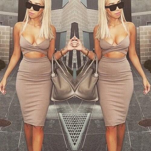 2018 new Red Black White Sleeveless Elastic Cotton Warm Party Dresses Vestidos Sexy Midi Pencil Club Bodycon Bandage Dress