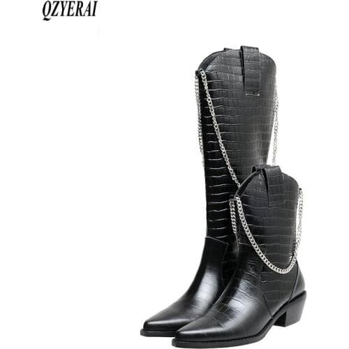 New winter style Knee high boots Genuine leather Women boots warm Motorcycle boots Western Knights Boot cowhide Women shoes
