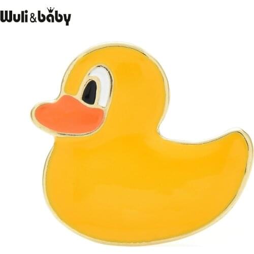 Wuli&baby Cute Yellow Duck Brooches Women Unisex Enamel Animal Party Casual Brooch Pins Gifts