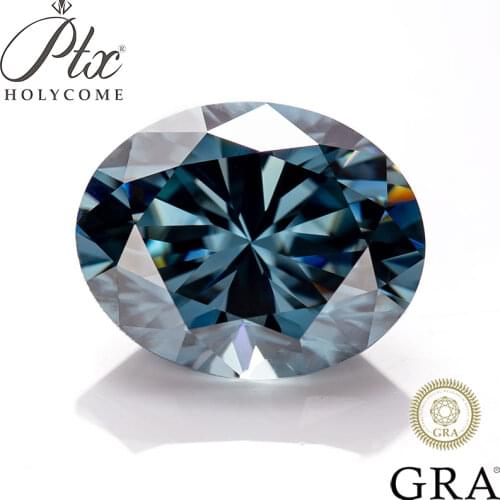 Vivid Blue Color Loose Moissanite Stone Ice Flower Oval Cut Brilliant Gemstone Diamond VVS Clarity for Engagement Jewelry Making