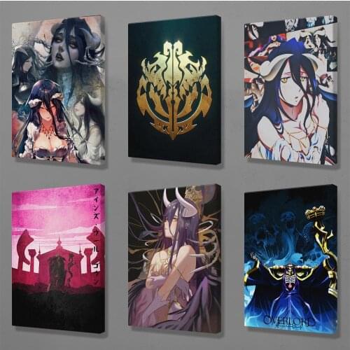 Overlord Logo Anime manga Poster Framed Wooden Frame Canvas Wall Art Decoration prints living room Home bedroom decor painting