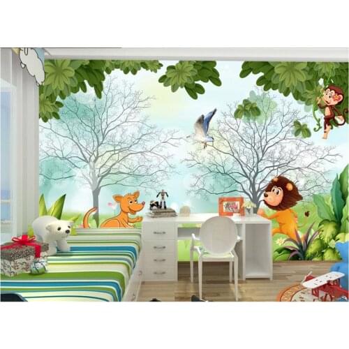 Custom photo wallpaper 3d murals wallpaper for walls 3 d European minimalist forest animal world cartoon room background wall
