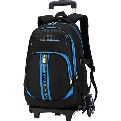 Six Wheels Trolley Backpack Removable Trolley Children School Bags Boys High Quality Oxford Waterproof Wheeled Bags for Kids