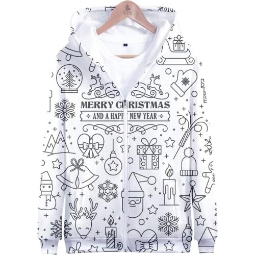 2020 Happy Merry Christmas 3D Men/Women Hoodies Zipper Sweatshirt Kids Sweatshirt Autumn Winter Long Sleeve Jackets Oversized