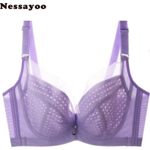 Thin Bra Plus Size Sexy Push Up Minimizer Lace Busty Bras For Women Womens Bra Adjustable Strap Underwire