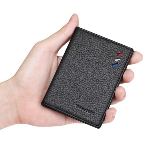 WILLIAMPOLO Card bag men ultra-thin wallet bank card bag card set mini card clip leather simple document cowhide RFID Fashion