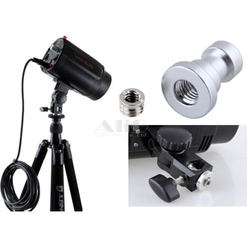 Universal 1/4 and 3/8 Screw to Flash Light Stand Metal Adapter for Tripod monopod mount accessories