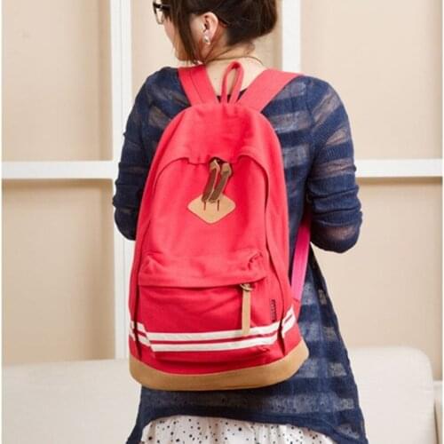 Clearance! Unisex Teenagers Canvas School Backpacks Bookbag Students School Bags Travel Shoulder Bags Mochila red green black
