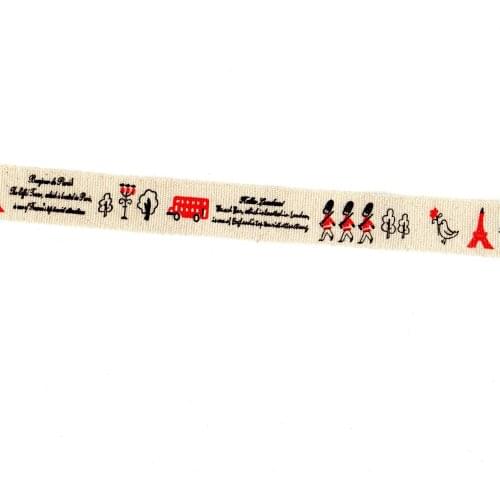 ZERZEEMOOY 5YARD/LOT 20MM 3/4" Tower Soldier English Tree Bird 100% Thick Cotton Ribbon DIY Handmade Cloth Sewing Tapes Ribbon