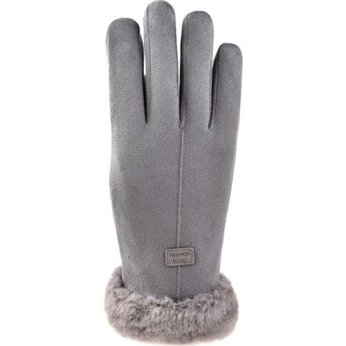 Winter Plus Cashmere Suede Female Winter Gloves Outdoor Cycling Plus Velvet Thickening Electric Motorcycle Gloves Working Gloves