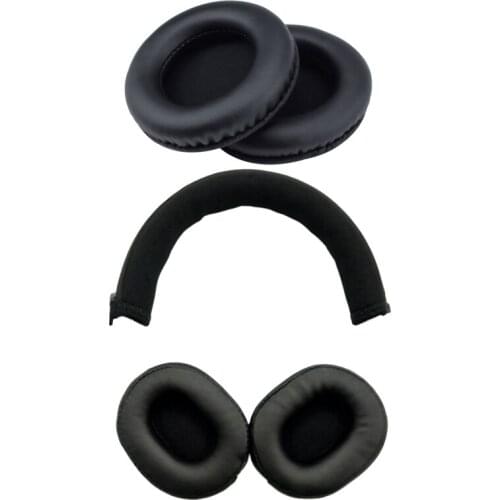 1 Pair Ear Pads Ear Sleeves, Headphone Covers & 1 Set Headphone Sponge Leather Case Head Beam Protective Cover