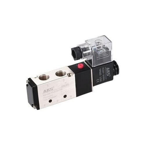 1pc 4V210-08 Air Single Solenoid Valve AC 220V 5 Way 2 Position 1/4" PT RedLight