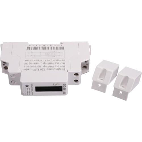 1pc DIN Rail Meter 110/230V DDS5188 LED AC Electrical Rail KWH Meter LCD 5/32A With S0 Interface Backlight Guide
