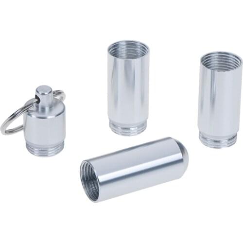 1Pcs Health Care Keychain Medicine Box 4 Grids Pill Box Case Bottle Waterproof Aluminum Drug Holder Container