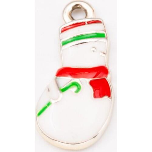 10pcs snowman Christmas Drip oil zinc alloy Charms Enamel Pendant Earrings Accessories for Ornaments DIY Material JQ600003