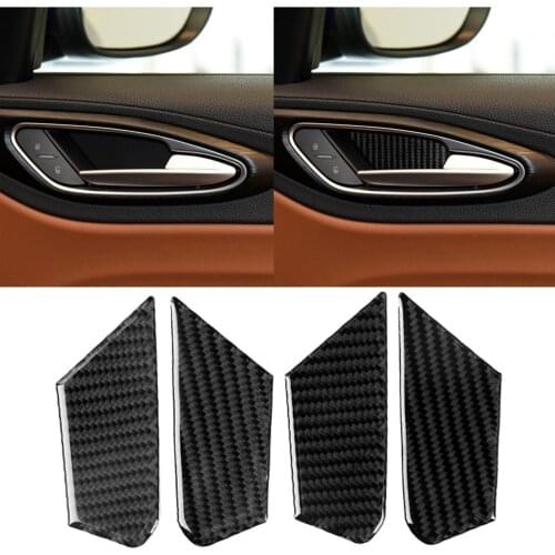 4Pcs Car Door Handle Interior Covers Stickers for Alfa Romeo Giulia 2017-2019 Carbon Fiber Stickers