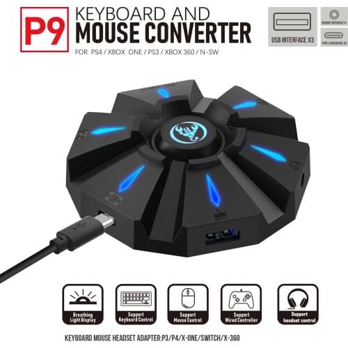 6 in1 headset Keyboard mouse converter for ps switch xbox