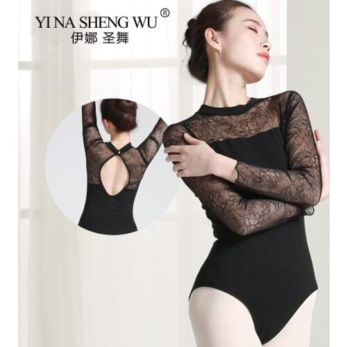 Ballet Leotard For Women High Quality Cotton Lace Long Sleeve Ballet Dancing Costume Professional Adult Sexy Gymnastics Leotards