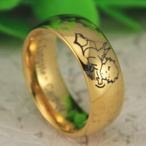 Free Shipping USA UK CANADA RUSSIA Brazil Hot Selling 8MM New Golden Dome Lovely Angel My Love New Mens Tungsten Wedding Ring