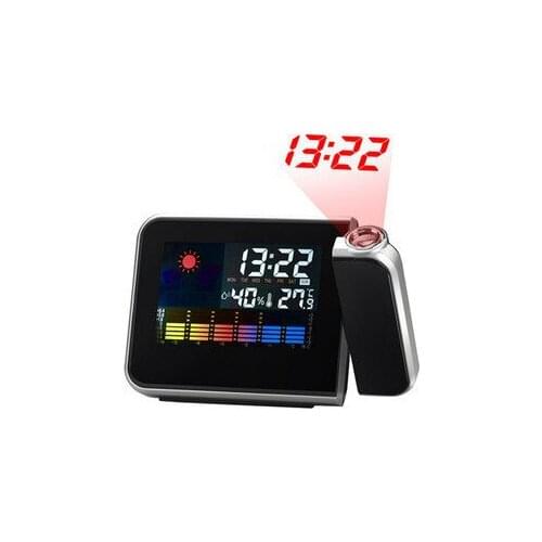 Digital LED Display Projector Battery Powered Time Alarm Clock Weather Temperature Humidity with Backlights lin3946