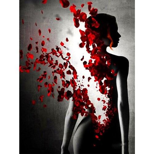 DIY Diamond Embroidery Black And Red Art Kits Diamond Painting Woman Mosaic Handmade Gift Sale E1581